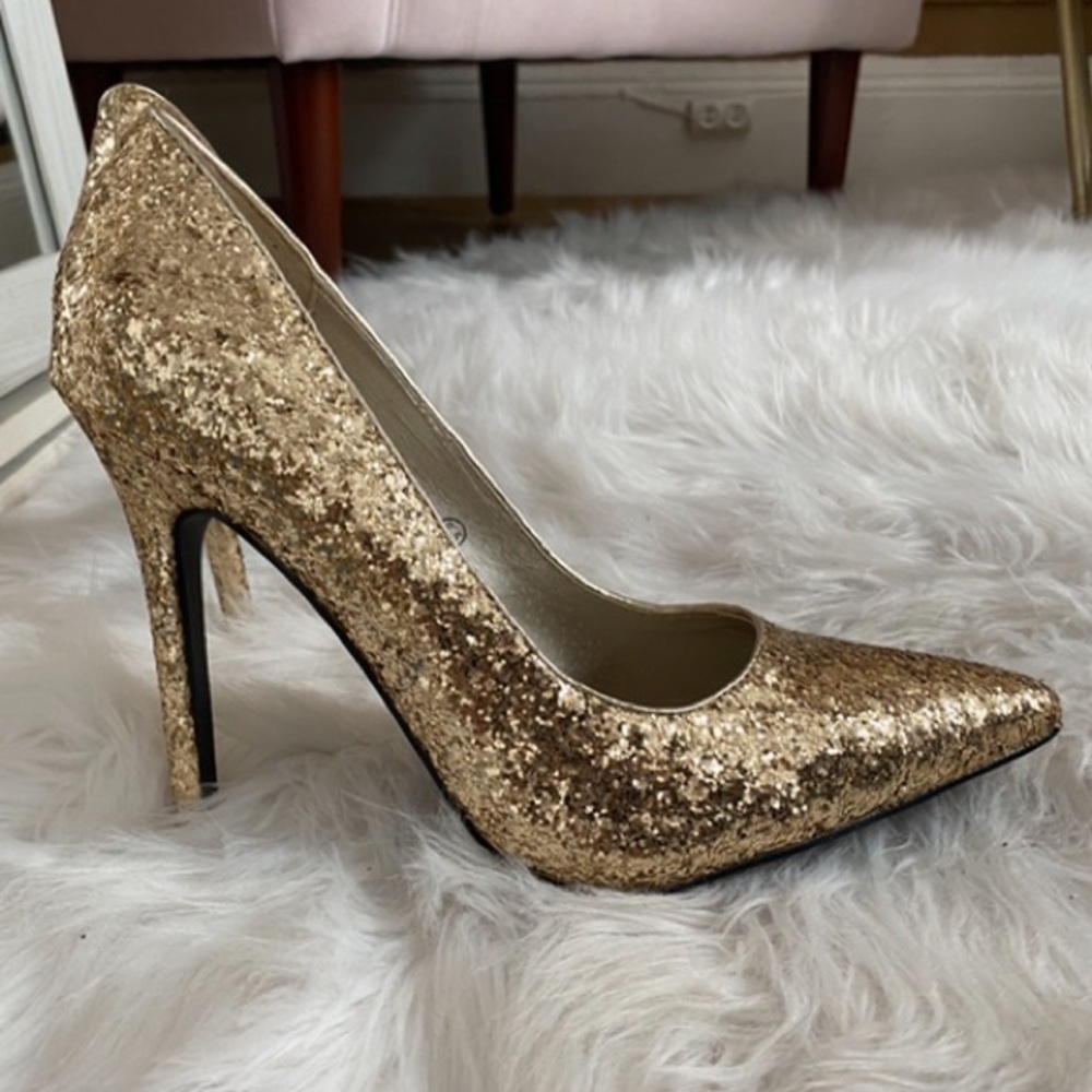 Gold Glitter Stiletto Heels
